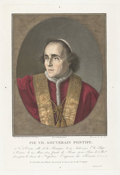 Portret van Paus Pius VII Pius VII. egemen papa (nesne üzerindeki başlık) by Pierre Michel Alix