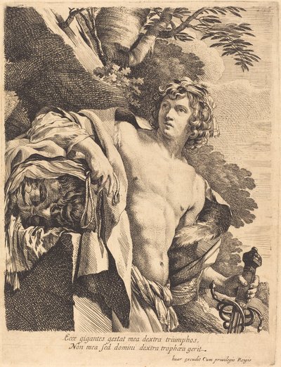 Goliath Başkanı ile David by Pierre Mignard I after Simon Vouet