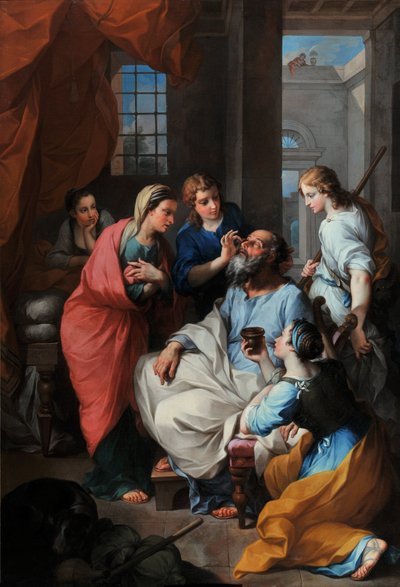 Yaşlı Tobie görünümü kurtarıyor (tuval üzerine yağlı boya) by Pierre Parrocel