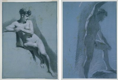 Çıplak Bir Kadının Oturmuş, Sağa Bakarak Çalışması (rekto) Çıplak Bir Erkeğin Çalışması (verso) by Pierre Paul Prud