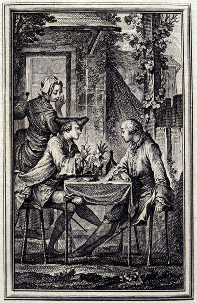 kulak yapıcı veya midye tamir eder. Jean de La Fontaine, Amsterdam 1776 tarafından “Masallar ve mısralarda kısa öyküler”de. PPChoffard tarafından resmedilmiştir. by Pierre Philippe Choffard