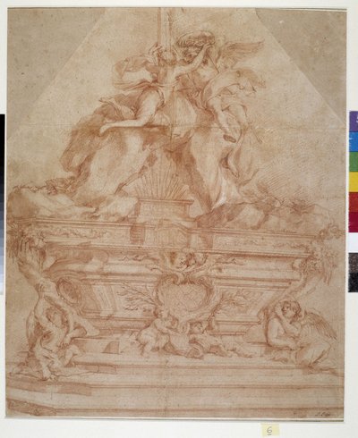 San Siro a Genes Kilisesi için Master Altar projesi (sanguine) by Pierre Puget