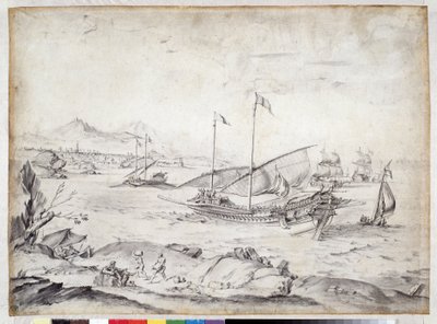 Marsilya limanındaki gemiler (çizim) by Pierre Puget