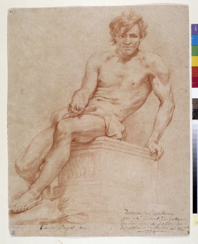 Oturan adam (sanguine) by Pierre Puget
