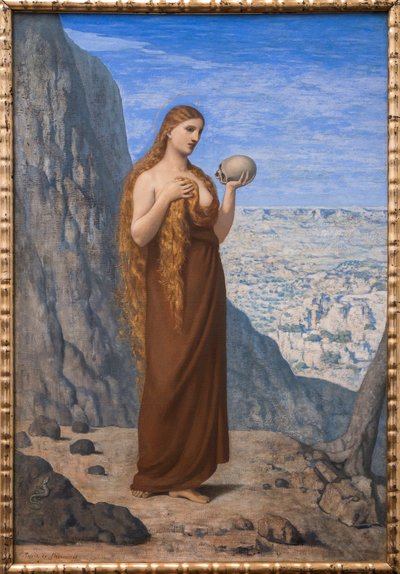 Çölde Mecdelli Meryem - Pierre Puvis de Chavannes (1824-1898) - 1869 - Marie Madeleine dans le çöl - 36,8 x 48 cm - Frankfurt Müzesi | Stadel Müzesi by Pierre Puvis de Chavannes