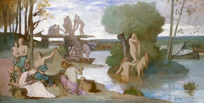The River, 1864 dolayları (kağıt üzerine yağlı boya, tuval üzerine serilmiş) by Pierre Puvis de Chavannes
