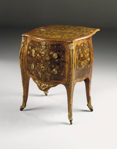 Louis XV komodin, c.1765-70 (ormolu lale ağacı, çınar, amaranth ve kakmacılık) (ayrıca bkz. 463003, 463004 ve 465390) by Pierre Roussel