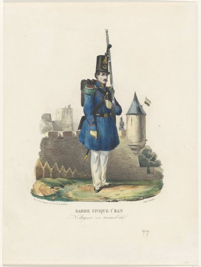 Belgische burgerwacht operasyon izle, 1830 Yazlık elbiseli Civic Guard 1r Ban / Voltigeur (nesnedeki başlık) by Pierre Simonau
