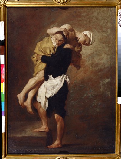 İki rakam (İki rakam). Pierre Subleyras'ın (1699-1749) tablosu. Tuval üzerine yağlı boya, 66 x 49 cm, yaklaşık 1736. 18. yüzyıl Fransız sanatı. Puşkin Güzel Sanatlar Müzesi, Moskova. by Pierre Subleyras