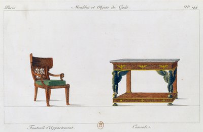 Apartman koltuğu ve konsolu, plaka 144, Collection de meubles et object de gut