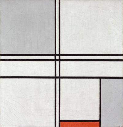 Kompozisyon No. 1 Gri-Kırmızı, 1935. by Piet Mondrian