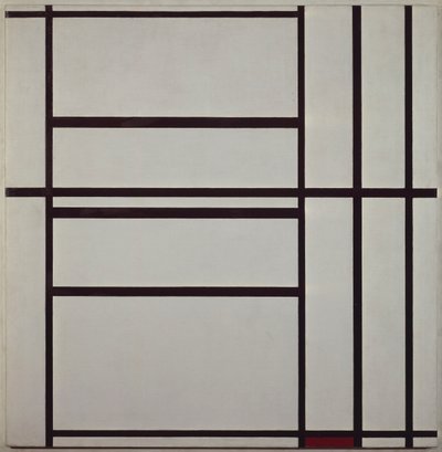 Gri ve Kırmızı 1938-1939 ile Kompozisyon No 1 (ahşap destek üzerine monte edilmiş tuval üzerine yağlıboya), by Piet Mondrian