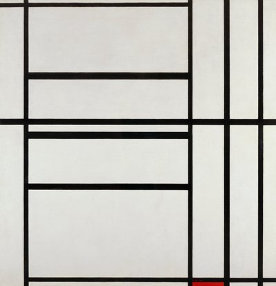 Gri ve kırmızı 1938 ile Kompozisyon No 1, Piet Mondrian (1872-1944), tuval üzerine yağlıboya by Piet Mondrian