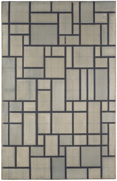 Izgara 2 ile kompozisyon by Piet Mondrian
