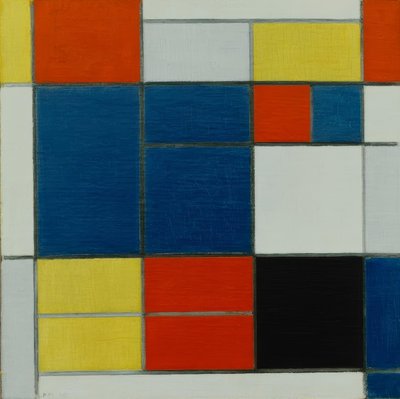 Bileşim C; Sarı, kırmızı, mavi-gri, mavi vb. ile kompozisyon. by Piet Mondrian