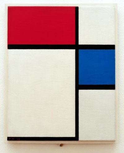 Kompozisyon No. II; Mavi ve kırmızı ile kompozisyon by Piet Mondrian