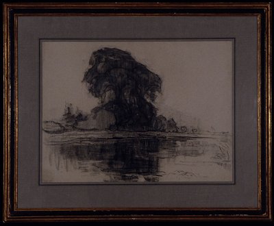 Landzicht Çiftliği: Kompozisyon Çalışması, c.1905 (mavi-gri kağıt üzerinde kömür) by Piet Mondrian