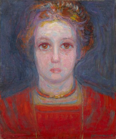 Kırmızılı Bir Kızın Portresi, 1908. by Piet Mondrian