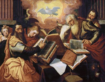 Dört Evangelist - Pieter Aertsen, dit Lange Pier (1508-1575). Ahşap üzerine yağlı boya, yaklaşık 1560-1565. Ebat : 113x143 cm. Sanat Tarihi Müzesi, Viyana by Pieter Aertsen