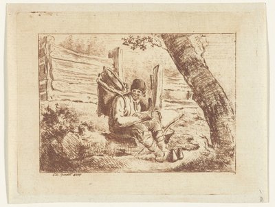 Sırtında sepetle oturan adam by Pieter Barbiers (IV)
