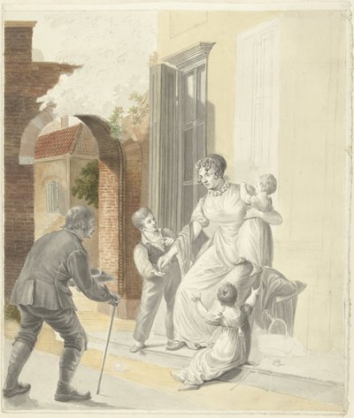 Dilenci bir bayandan sadaka alır by Pieter Bartholomeusz. Barbiers