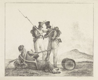 Savaş alanında üç asker by Pieter Bartholomeusz. Barbiers