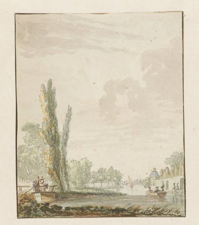 Sağda bir çay kubbesi olan bir nehir boyunca görüntüleyin by Pieter Bartholomeusz. Barbiers