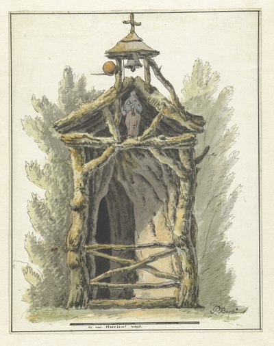 Bir aziz heykeli ile Hermitage by Pieter Bartholomeusz. Barbiers