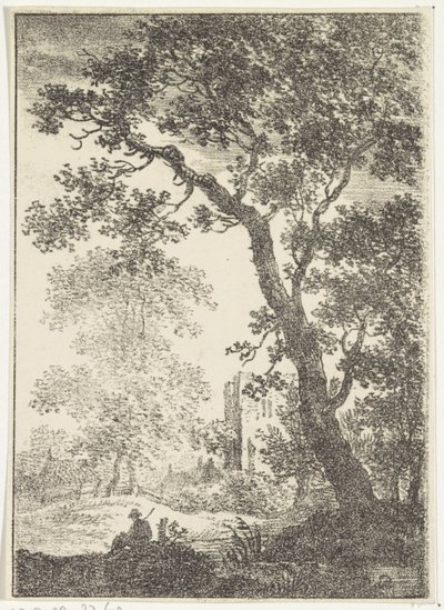 Harabe ve oturan figürlü manzara by Pieter Bartholomeusz. Barbiers