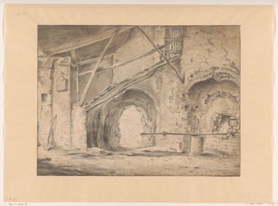 Kapı ve merdiven ile iç by Pieter Bodding van Laer