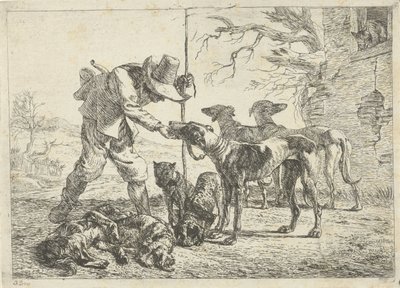 Yedi köpekli avcı Farklı hayvanlar (dizi başlığı) by Pieter Bodding van Laer