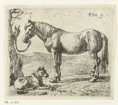 Bir çayırda at ve köpek Atlar (dizi adı) by Pieter Bodding van Laer