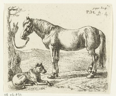 Bir çayırda at ve köpek Atlar (dizi adı) by Pieter Bodding van Laer