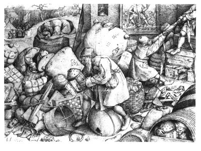 Everyman, Hieronymus Cock (c.1510-70) c.1558 tarafından oyulmuş by Pieter Bruegel the Elder