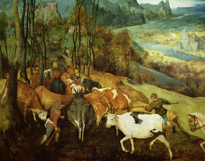 186444 ve 556 pano detayında Sürünün Dönüşü Sonbahar 1565 yağı by Pieter Bruegel the Elder