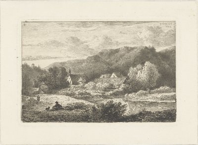 Kilise ve evler ile tepelik manzara Su manzaraları (dizi başlığı) by Pieter Casper Christ