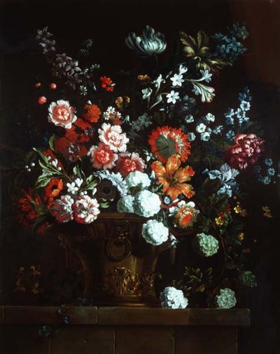 Bronz bir vazoda çiçekler by Pieter Casteels