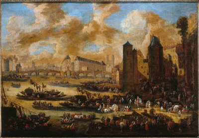 Le Pont-Neuf, la Cité, la Tour et la Porte de Nesle, 1650 civarı, 1650 civarı (tuval üzerine yağlıboya) by Pieter Casteels