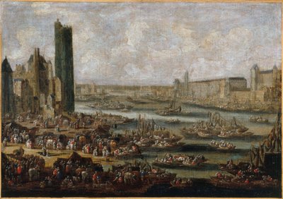 Tour de Nesle ve Louvre, 1650 civarı, 1650 civarı (tuval üzerine yağlıboya) by Pieter Casteels