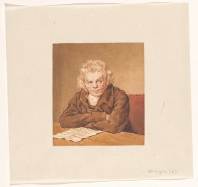 Lourens van Schaick'in portresi, masada oturmuş kitap okuyor by Pieter Christoffel Wonder