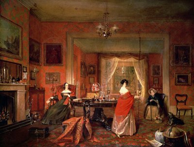 Bir misafir odası iç üç bayan by Pieter Christoffel Wonder