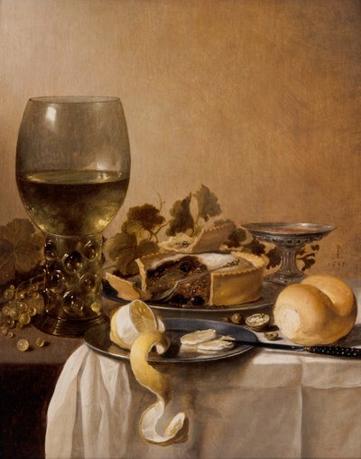 Dev Bir Roemer, Gümüş Tazza, Turta by Pieter Claesz