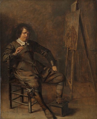 Bir ressamın şövalesinin önündeki portresi, c.1630 by Pieter Codde