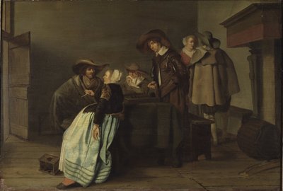 Une konuşma - Bir Konuşma, Codde, Pieter (1599-1678). Tuval üzerine yağlıboya by Pieter Codde