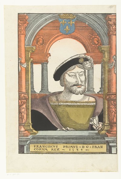 Fransa'dan Francis I'in portresi Franciscus primus - dg . francorum rex (nesne üzerindeki başlık) by Pieter Coecke van Aelst (I) (circle of)