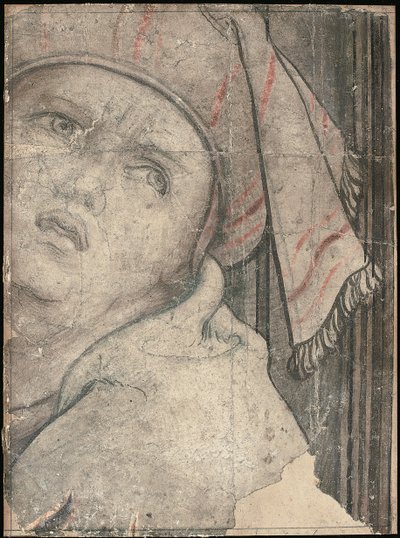 Yukarıya bakan türbanlı bir adamın başı by Pieter Coecke van Aelst