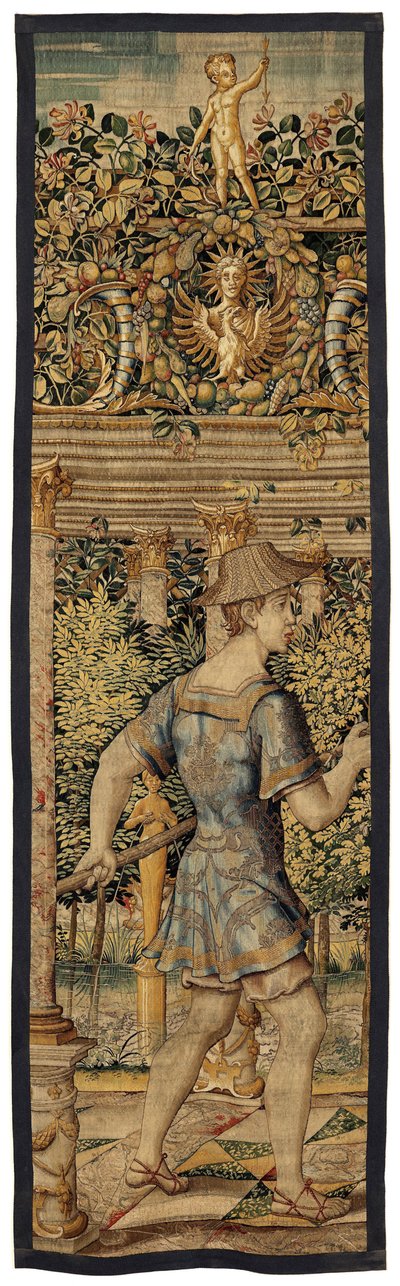 Vertumnus ve Pomona: Vertumnus bir balıkçıya dönüştü, yaklaşık 1550 (altın, yün ve ipek) by Pieter Coecke van Aelst