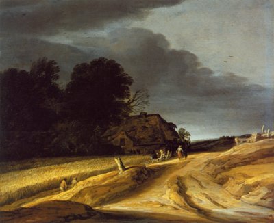 Bir toprak yol ve bir çiftlik evi ile manzara by Pieter Dircksz Santvoort