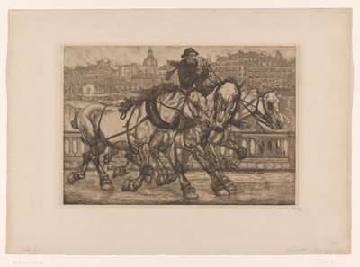 Paris'teki Pont Sully'deki Atlar L'Outillage-Garçon d'Ecurie (orijinal seri adı) by Pieter Dupont (signed by artist)