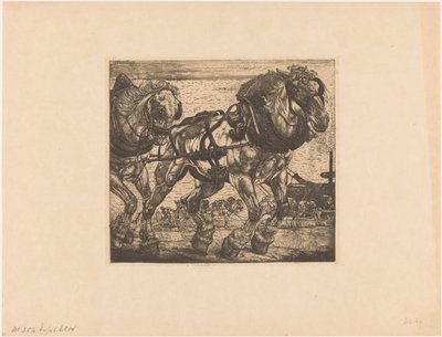 Paris L'Outillage'daki Seine'deki taslak atlar (nesnedeki orijinal seri başlığı) by Pieter Dupont